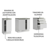Bajo Mesada para Baño 180 cm 3 Puetas 3 Cajones Blanco Madesa