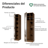 Placard Modular 2 Puertas con Espejos 5 Nichos Marrón/Crema Neo Madesa 01