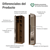 Placard Modular 2 Puertas con Espejos 5 Nichos Marrón/Crema Neo Madesa 02