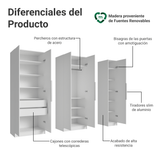 Placard Modular 200 cm 5 Puertas 2 Cajones Blanco Neo Madesa 02