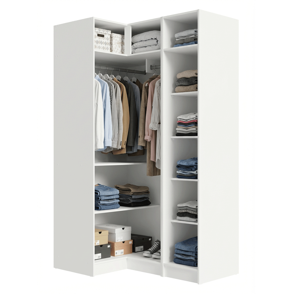 Placard Modular de Esquinero 3 Puertas con Espejos Blanco Neo Madesa