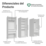 Placard Modular 240 cm 6 Puertas 4 Cajones Blanco Neo Madesa 01
