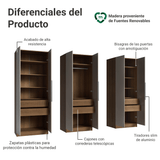 Placard Modular 240 cm 6 Puertas 6 Cajones Marrón/Crema Neo Madesa 03