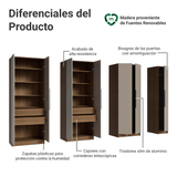 Placard Modular 280 cm 7 Puertas 4 Cajones Marrón/Crema Neo Madesa 01
