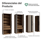 Placard Modular 280 cm 7 Puertas con Espejos 4 Cajones Marrón/Crema Neo Madesa 01