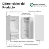 Placard de Esquina Matrimonial 310 cm 5 Puertas 2 Cajones Neo Blanco 02