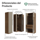 Dormitorio Completo Matrimonial Esquinero 310 cm 5 Puertas con Espejos 2 Cajones Marrón/Crema Neo Madesa 04