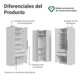 Placard Modular de Esquinero 350 cm 6 Puertas 4 Cajones Blanco Neo Madesa 01