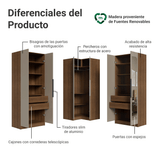Placard Modular Esquinero 350 cm 6 Puertas con Espejos 4 Cajones Marrón/Crema Neo Madesa 02