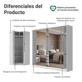Placard Modulado Neo + Placard Royale Matrimonial 3 Puertas Corredizas con 3 Espejos Blanco
