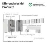 Dormitorio Completo Matrimonial Madesa Neo 580 cm con Ropero Esquinero con Espejos Blanco