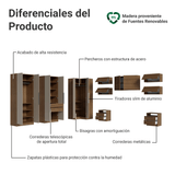 Dormitorio Completo Matrimonial Esquinero 610 cm con Respaldo de Cama Marrón/Crema Neo Madesa