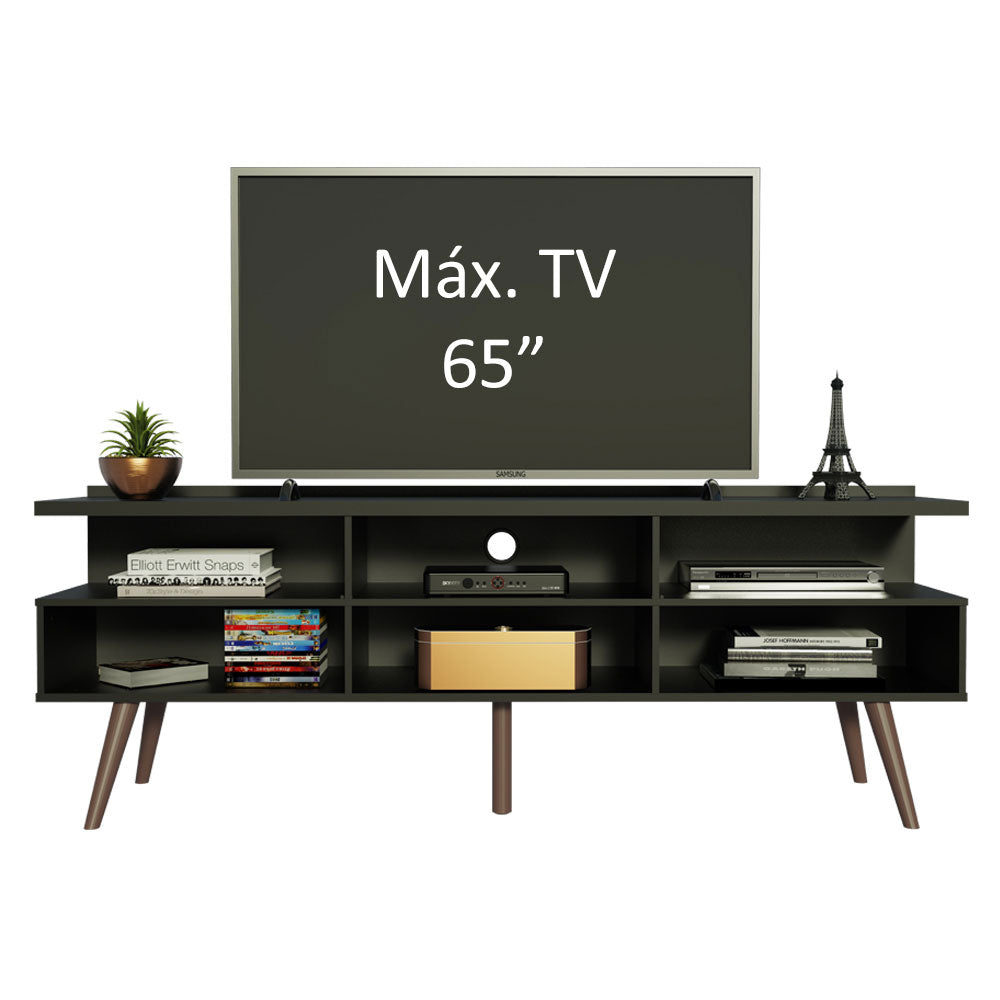 Rack para TV para TV hasta 65 Pulgadas Madesa Madri con patas de Madeira Negro