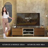Rack para TV para TV hasta 75 Pulgadas 180 cm 2 Puertas Marrón/Blanco Metz Madesa