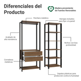 Placard Ropero Placard Ropero Modulado Valencia 2 Cajones 129cm Marrón/Negro Madesa XA