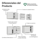 Combo Completo de Cocina 240 x 60 cm Blanco Aterciopelado Lux Madesa 05