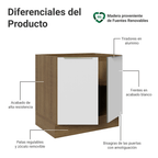 Bajo Mesada 80 x 60 cm 2 Puertas (Sin Mesada) Marrón/Blanco Aterciopelado Lux Madesa