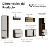 Combo Completo de Cocina 320 x 60 cm Marrón/Blanco Aterciopelado Lux Madesa 01