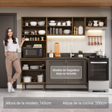 Cocina compacta 235cm Marrón/Crema Gourmet Madesa XA03