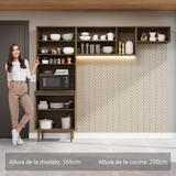 Cocina compacta 235cm Marrón/Negro Gourmet Madesa XB03