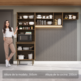 Cocina compacta 235cm Marrón Gourmet Madesa XB03