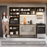 Cocina compacta 235cm Marrón/Crema Gourmet Madesa XC03