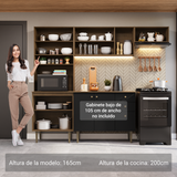 Cocina compacta 235cm Marrón/Negro Gourmet Madesa XC03