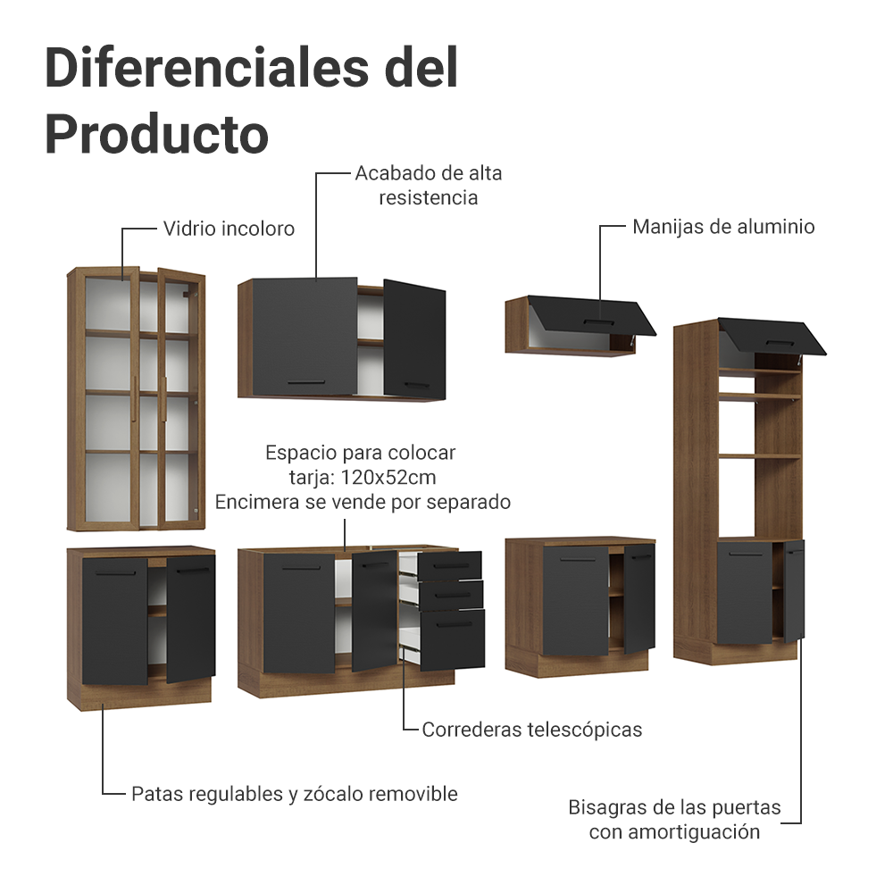 Combo completo de Cocina Madesa Agata 340cm MG 01