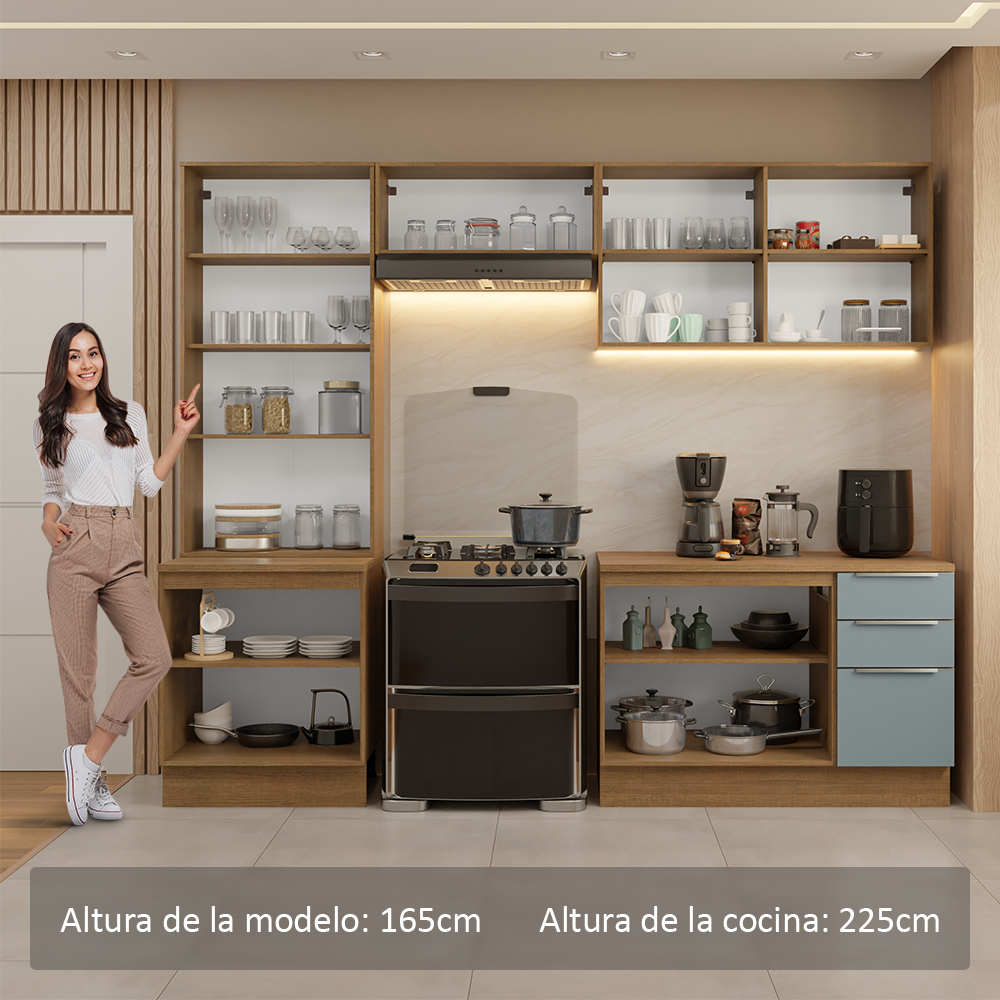 Combo completo de Cocina con Cristalero 270 cm Madesa Lux MG 04