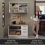 Kit con Bajo Mesada y Alacena Multiuso 120 cm Blanco/Marrón Agata Madesa