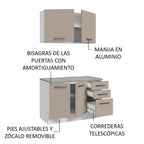 Kit con Bajo Mesada y Alacena Multiuso 120 cm Blanco/Crema Agata Madesa
