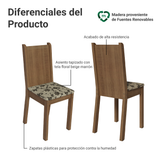 Juego de Comedor Madesa Clarice Mesa Tapa de Madera con 8 Sillas Marrón/Lírio Beige
