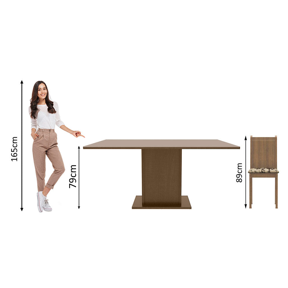 Juego de Comedor Madesa Megan Mesa Tapa de Madera con 6 Sillas Marrón/Beige Marrón