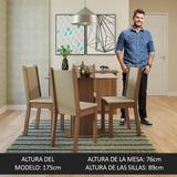Juego de Comedor con Tapa de Vidrio 4 Sillas Marrón/Crema/Beige Aline