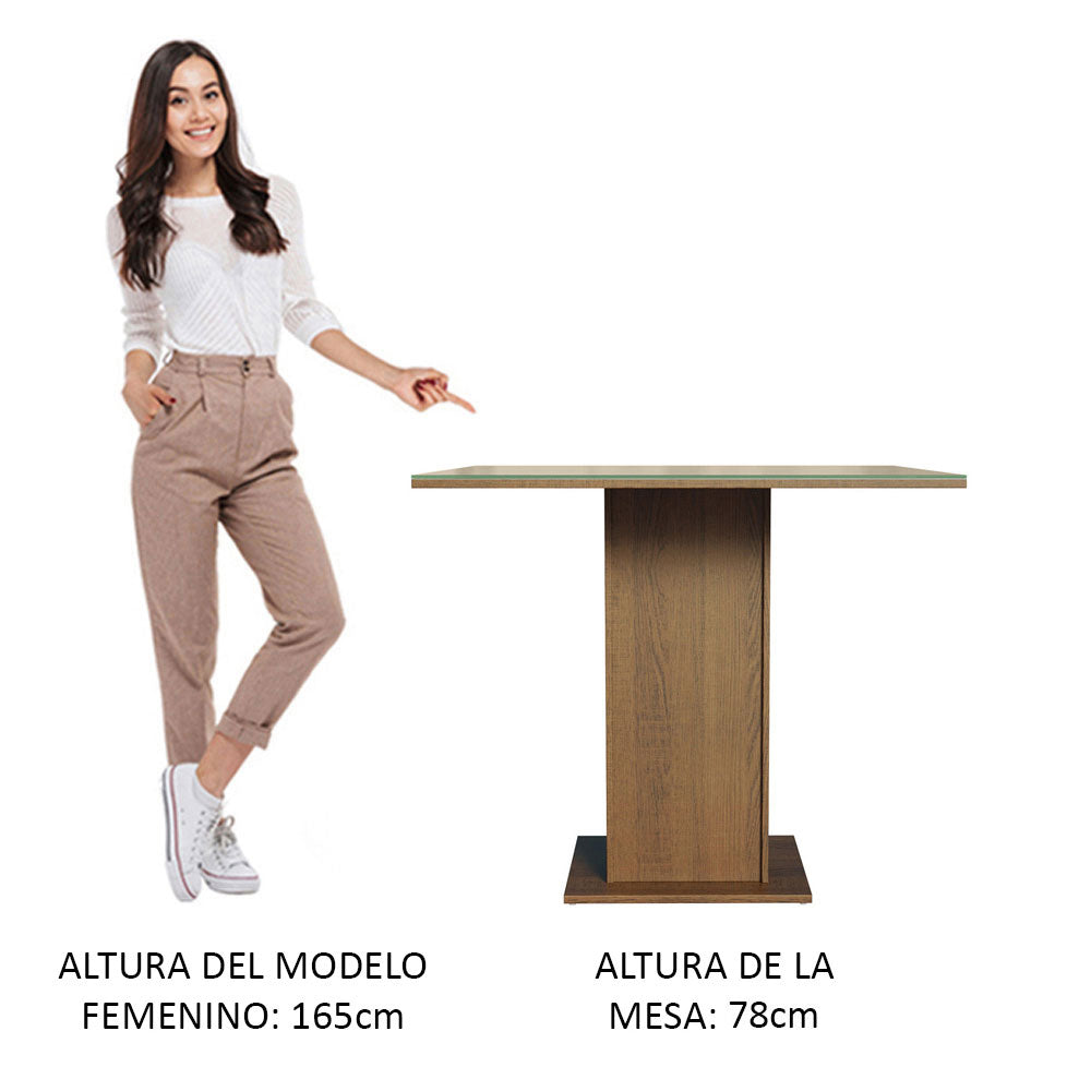 Juego de Comedor Mesa con Tapa de Vidrio y 4 Sillas Marrón/Beige Moscou Plus