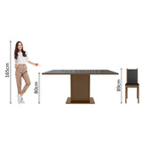 Juego de Comedor Moscou Plus Madesa Mesa Tapa de Vidrio con 6 Sillas Marrón/Negro