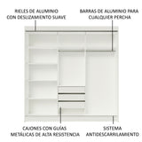 Placard Ropero Casal Madesa Kansas 3 Puertas Corredizas con Espejo 3 Cajones Blanco