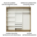 Placard Ropero Casal Madesa Kansas 3 Puertas Corredizas con Espejo 3 Cajones Marrón