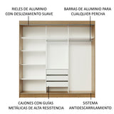 Placard Ropero Casal Madesa Kansas 3 Puertas Corredizas de Espejo 3 Cajones Marrón