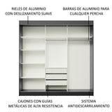 Placard Ropero Casal Madesa Kansas 3 Puertas Corredizas con Espejos 3 Cajones Negro/Blanco