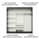 Placard Ropero Casal Madesa Kansas 3 Puertas Corredizas 3 Cajones Negro