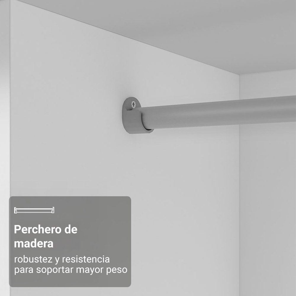 Placard Soltero Luke 119 cm 2 Puertas Corredizas con 1 Espejo 2 Cajones Blanco Madesa