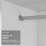 Placard Soltero Luke 119 cm 2 Puertas Corredizas con 1 Espejo 2 Cajones Blanco Madesa
