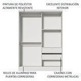 Placard Infantil Nick 2 Puertas Corredizas con Espejo Blanco