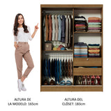 Placard Infantil Nick 120 cm 2 Puertas Corredizas 2 Cajones Marrón Madesa
