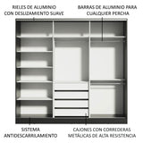Placard Matrimonial 100% MDF Royale 3 Puertas Corredizas con Espejo Negro