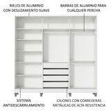 Placard Matrimonial 100% MDF Royale 3 Puertas Corredizas con Espejos con Patas Blanco/Marrón