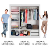 Placard Matrimonial Lyon 3 Puertas Corredizas con Espejo 2 Cajones Blanco