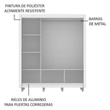 Placard Matrimonial Mónaco 3 Puertas Corredizas con Espejo con Patas Blanco