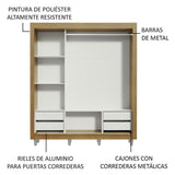 Placard Matrimonial Lyon Plus 3 Puertas Corredizas con Espejo 4 Cajones con Patas Marrón